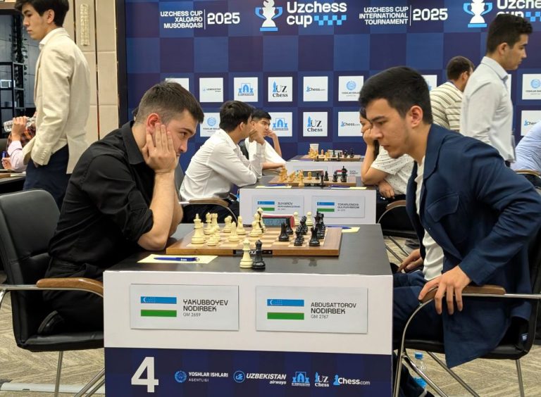 2nd UzChess Cup Round 6: Six-Hour Nodirbek Battle Ends in Drama, Arjun Joins Lead