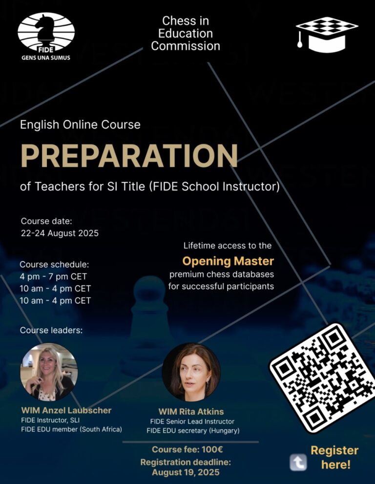 FIDE Announces 28th “Preparation of Teachers” Course