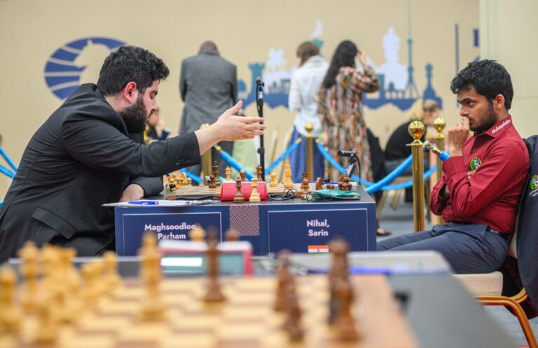 FIDE Grand Swiss 2025, Round 7: Bluebaum and Sarin take the lead as Gukesh struggles again